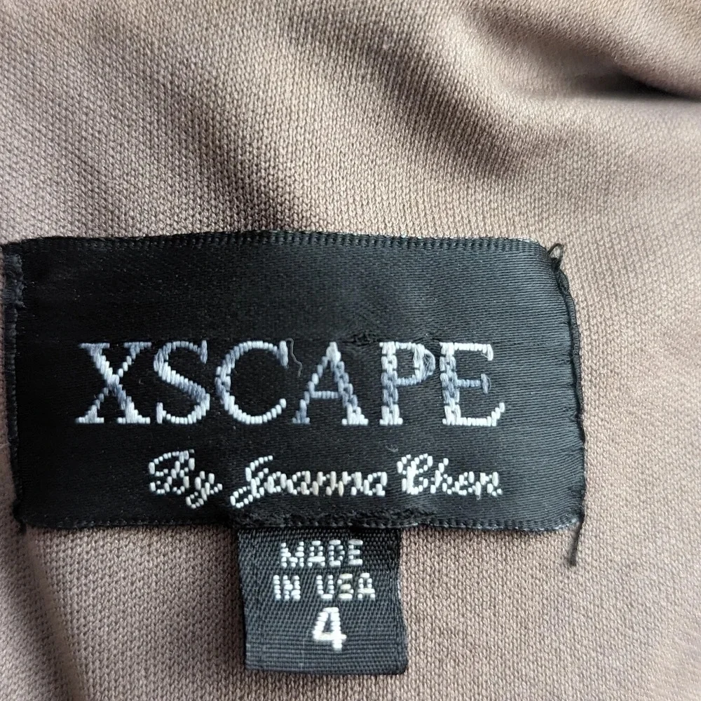 Xscape By Joanna Chen Ruffle Metallic Bronze Bodycon Formal Dress Size 4 - Picture 8 of 12